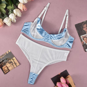 Dessous und sexy Sets 2-teilige Strumpf bänder Dessous Set mit Ketten Exotischer BH Tanga Frauen Rosa Dessous - Product Image 4