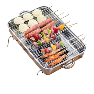 Plat à rôtir en acier inoxydable avec grille, plat de cuisson rectangulaire, ustensile de cuisson pour barbecue avec poignées pour dinde, poulet, viande et légumes - Product Image 2