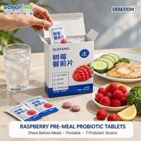 OEM Grosir Tablet Permen Tekan Rasa Kacang Ginjal Putih Raspberry Probiotik Suplemen Serat Diet 20g