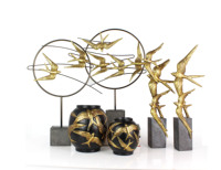 Résine moderne en résine, 50 pièces, Sculpture d'oiseaux, décoration murale de luxe, décoration murale pour la maison, Antique, faite à la main, réaliste