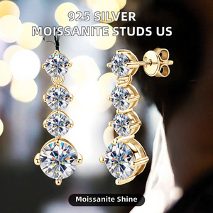 Pendientes de Plata de Ley 925 con Moissanita VVS, Chapados en Rodio, Diseño Geométrico, Estilo Clásico para Mujer, Alta Calidad, Stock Local en EE. UU. - Product Image 2