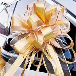 Aierflorist 10 pièces/sac Grands nœuds colorés pour décoration de <span class=keywords><strong>voiture</strong></span> de mariage, décoration de fête, nœuds cadeaux en <span class=keywords><strong>ruban</strong></span> pour fleurs - Product Image 3