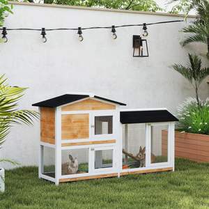 <span class=keywords><strong>Cage</strong></span> à lapins et cochons <span class=keywords><strong>d</strong></span>'<span class=keywords><strong>Inde</strong></span> en bois de 62 pouces avec portes verrouillables, plateau amovible, toit en asphalte, conception multi-niveaux, pour usage extérieur - Product Image 2