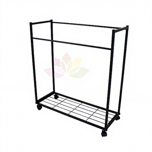 Moderno Perchero Metálico de Dos Niveles con Ruedas, Tipo Vertical, para Almacenamiento de Ropa y Accesorios - Product Image 2