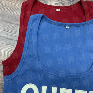 <span class=keywords><strong>Top</strong></span> sin Mangas con Cuello Cuadrado Rojo de Alta Calidad y Gran Venta, Cómodo <span class=keywords><strong>Top</strong></span> de Algodón Acanalado de 180 Gsm para Mujer, <span class=keywords><strong>Top</strong></span> Bordado - Product Image 3