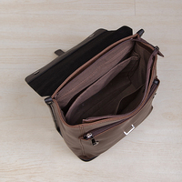 En stock Mochila para ordenador portátil de cuero PU Vintage para hombre con cierre de cremallera y forro de poliéster para uso en ordenador de oficina