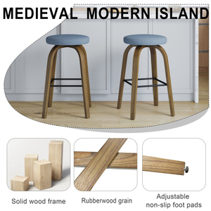 Swivel Bar <b>Stools</b> Set of 2 Bar Height Backless 30 Bar <b>Stool</b> Fabric Upholstered Seat Sturdy Metal Legs <b>Dining</b> Living Room - Product Image 4