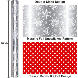 Reversible Christmas <b>Wrapping</b> <b>Paper</b> Silver Snowflakes 46.8 Square Feet Recyclable Gift Craft <b>Paper</b> - Product Image 4