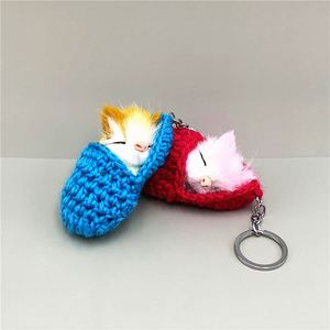 Lindo Llavero de Gato Dormido con Pantuflas, Mini Gatitos, Gato de Peluche Tejido, Colgante para Bolso, Llavero para Coche, Regalos de Animales - Product Image 5