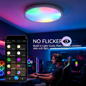 โคมไฟเพดาน LED อัจฉริยะทรงกลมบางเฉียบ ขนาด 12 นิ้ว RGB สำหรับตกแต่งบ้านสมัยใหม่ เหมาะสำหรับห้องนอนและห้องนั่งเล่น - Product Image 4