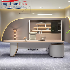 Escritorio Ejecutivo Moderno de Lujo en Forma de L con Cajones, Construcción de Madera y Metal, Resistente para Uso en el Hogar/Oficina - Product Image 1