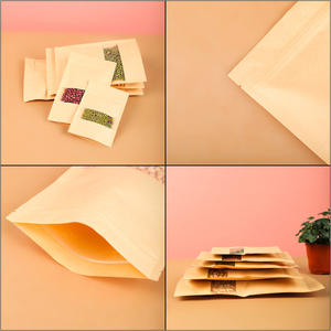 Sac en papier Kraft Ziplock transparent à fenêtre haute définition pour <span class=keywords><strong>engrais</strong></span> de farine de haricots de thé de noix et emballage alimentaire - Product Image 3