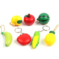 Vente en gros de jouets anti-stress en forme de pastèque, balles anti-stress en mousse PU personnalisées, porte-clés en forme de fruit, cadeaux promotionnels