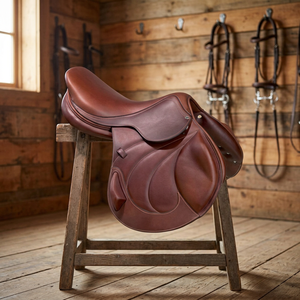 Selle d'équitation anglaise haut de gamme en cuir, faite à la main, avec arceau en fibre de verre durable, ajustement parfait, design confortable pour les cavaliers - Product Image 2
