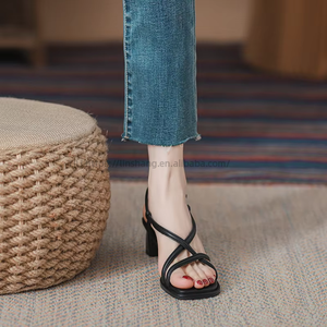 Summer Factory Wholesale Ankle Strap <b>Heeled</b> Sandals for Women New Wear Fairy Wind Thick High Top Soft Flexible Light Weight - Product Image 5