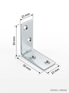 Support d'angle industriel en fer 50x50x22, galvanisé et thermolaqué, connecteur métallique pour armoire, penderie, lit - Product Image 4