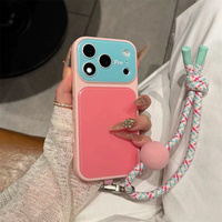 Coque de téléphone rigide en PC pour femme style Ins Dopamine avec blocs de couleur pour iPhone 17 16 15 14 Pro Max avec cordon/bracelet