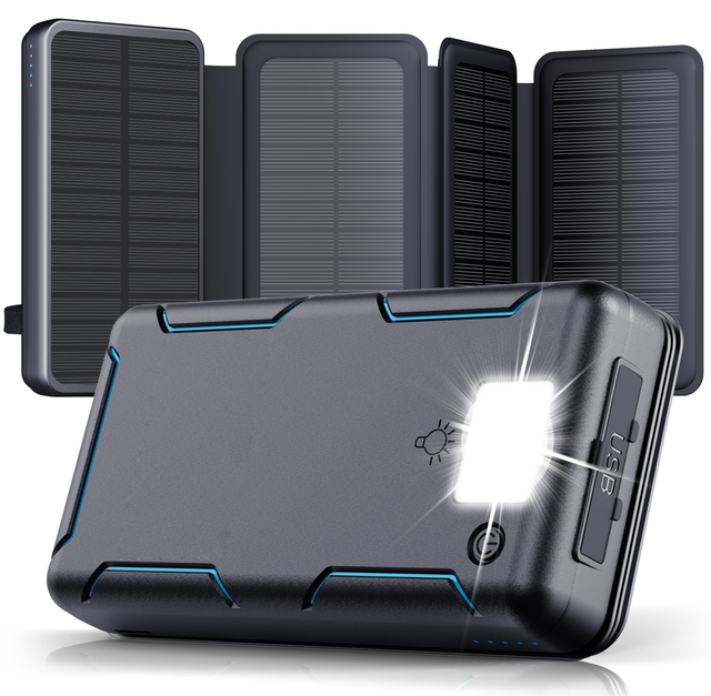 Portable Foldable Solar Power Bank Waterproof IPX65 Battery Charger Micro USB Input Interface 30000mAh Solar Charger