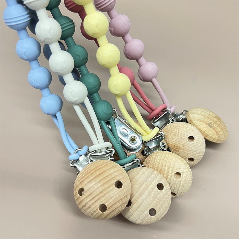Custom Wooden Tassels Silicone Bead Leopard Cow Bead Letter Bead Key Chain Mama Silicone Keychain Mama Keychain Image 2