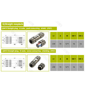Connecteur métallique BEXKOM M12Y(Fe-R) 2 à 17 broches plaquées or mâle à vis verrouillable blindé EMC IP67 Anti-vibration Anti-corrosion - Product Image 2