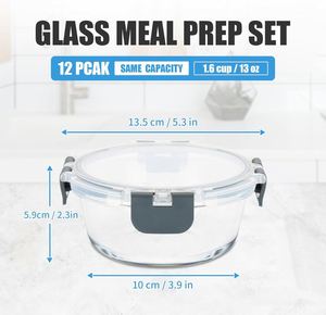 New Design Ribbed Microwavable Pressed <b>Glass</b> Food Container Lunch <b>Boxes</b> with Leak-Proof Lids Freezer Safe - Product Image 2