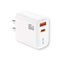 Cargador Rápido USB Tipo C PD de 65W con 2 Puertos, Enchufe EU/US, Cargador de Pared USB-C para Teléfono Móvil