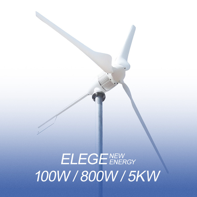 Elege High Quality 1kW 1000W Horizontal Axis Wind Free Energy Mini Power Generator 12V/24V/48V 1.1m Rotor Diameter 3m/s Start
