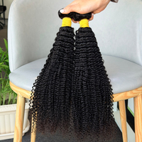 Lot de Cheveux Humains Brésiliens Vierge Remy 100% Bouclés Crépus, Tissage Double Trame Faite à la Machine, Chute Naturelle Minimale, Sans Nœuds 10-40
