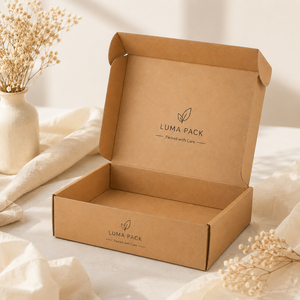 Verzenddoos van bruin kraftpapier met aangepast logo, golfkartonnen verpakking, vliegtuigverzenddoos, opvouwbaar, milieuvriendelijk. - Product Image 6