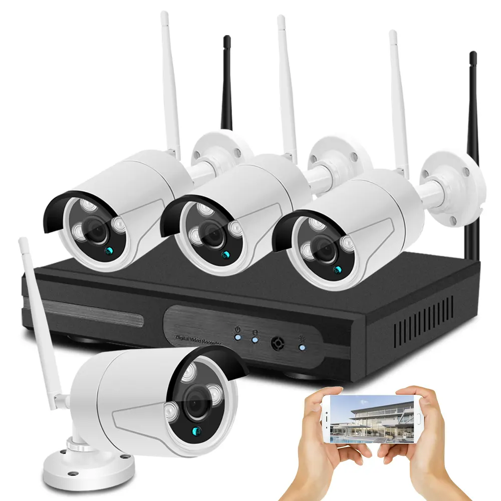 Peluru Kamera CCTV, Kit NVR keamanan rumah sistem nirkabel 1080P 2MP IP kamera