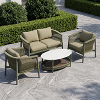 Ensemble de meubles de patio, canapé et chaises en aluminium tressé en corde pour 4 personnes avec table basse en pierre frittée pour les centres de villégiature et les jardins