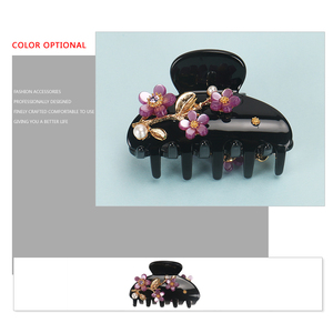 <span class=keywords><strong>Yiwu</strong></span> Buena accesorios para el cabello de gama alta acetato negro pinza para el cabello colocación púrpura pequeña flor - Product Image 4