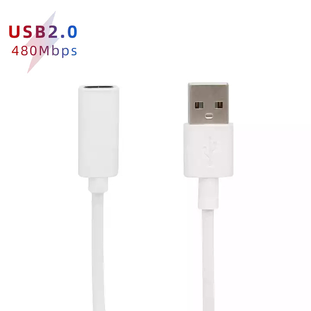 White 24AWG USB 2.0 Male to Female Cable Pure Copper PVC Jacket Braid Shielding for Computer AM CF Type C USB Charging Cable