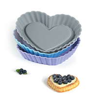 Oem & Odm Kleurrijke Midden Size Hart Vorm Lfgb Standaard Food Grade Siliconen Gebak Mallen Niet-klevende Bakken Pan fruit Taarten Gereedschap