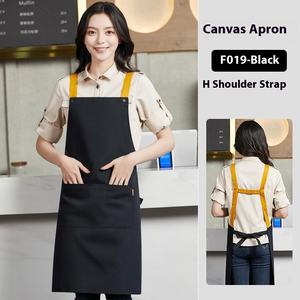 Delantal de lona impermeable a prueba de aceite con logotipo personalizado para mujer, ropa de trabajo de camarero de catering para panaderos de tienda de té de <span class=keywords><strong>la</strong></span> leche - Product Image 6