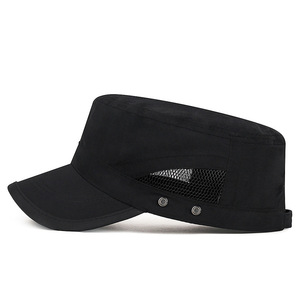 <b>Flat</b> Cap Cotton Quick Dry Adjustable Brim Outdoor Sports <b>Hat</b> For Men Black - Product Image 2