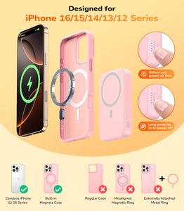 Mini miroir de maquillage de banque d'alimentation sans fil magnétique Portable rechargeable de voyage 3000mAh avec des lumières - Product Image 4