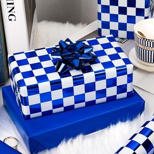 Daily pink blue white checkered <b>pattern</b> aluminum-coated <b>paper</b> packaging for birthdays graduation ceremonies baby party - Product Image 4