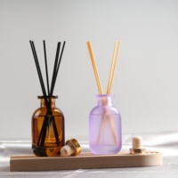 Diffuseur de parfum en verre ambré violet de 100 ml avec bouchon, pour huiles essentielles et peintures aromatiques