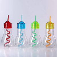 Bouteille en plastique en forme d'ampoule de 600 ml avec lumière LED pour décoration de festival, bouteilles de 20 oz pour jus, boissons et vin pour fêtes