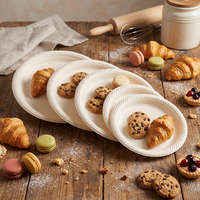 Assiettes jetables écologiques biodégradables en amidon de maïs de 8 pouces, vente en gros, compatibles micro-ondes et lave-vaisselle, pour camping et restaurants