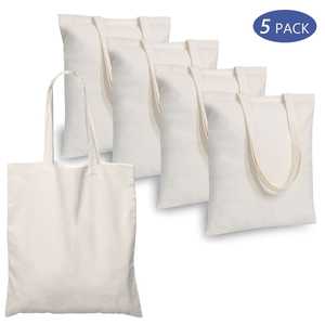 Sac de courses en toile de coton blanc pur, grande capacité, réutilisable, écologique, avec logo personnalisé imprimé en gros - Product Image 1