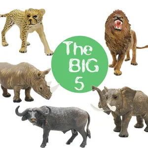 אפריקאי הגדול 5 בעלי חיים דגם חלול פלסטיק PVC קרנף אריה פיל תאו נמר צעצוע