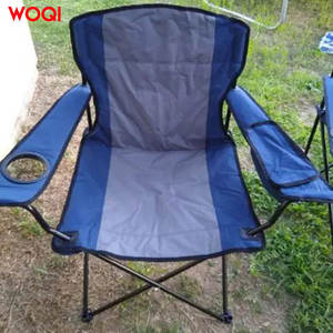 Chaise pliante de camping Woqi, bleu marine, structure en aluminium, tissu Oxford, avec porte-gobelet - Product Image 2