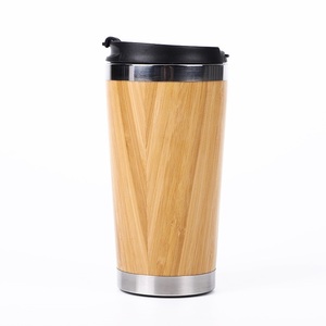 450ml Eco Friendly <b>Bamboo</b> Travel <b>Coffee</b> Mug Double Wall Vacuum Insulated Stainless Steel Tumbler With Leakproof Lid Custom Logo - Product Image 1