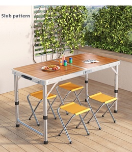 Mesa de comedor y sillas plegables cuadradas portátiles de aleación de aluminio, adecuadas para picnics y camping. - Product Image 1
