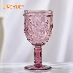 Jingyue Affordable Price Machine Pressed Home Decor Purple Vintage Embossed Retro Drinking Wine Glass
