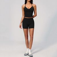 Nouvel ensemble de yoga pour femmes : soutien-gorge dos croisé élégant et short taille haute amincissant pour la course et le fitness – Ensemble de sport pour femmes