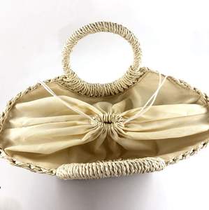 Sac à main en rotin tissé à la main pour femmes, style bohème d'été, doublure en lin et coton, fermeture à glissière, logo imprimé, sac à bandoulière <span class=keywords><strong>Toto</strong></span> - Product Image 4