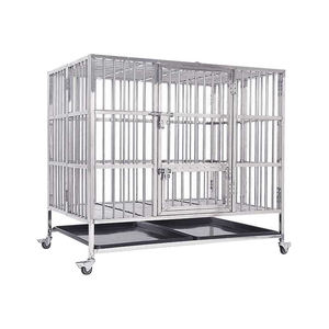 <span class=keywords><strong>Cage</strong></span> à chien pliable de luxe en acier inoxydable de grande taille avec base roulante, forme carrée durable pour une utilisation intérieure et extérieure en toutes saisons - Product Image 1